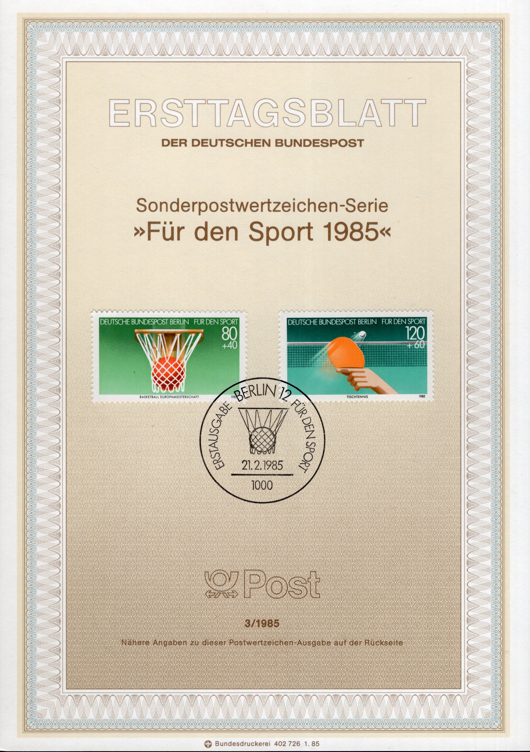 Für den Sport 1985