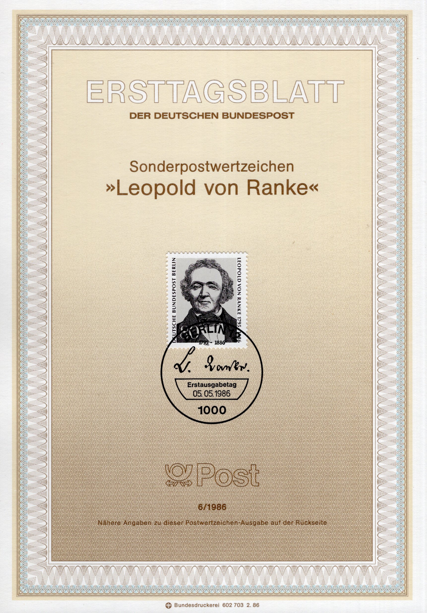 100. Todestag Leopold von Ranke