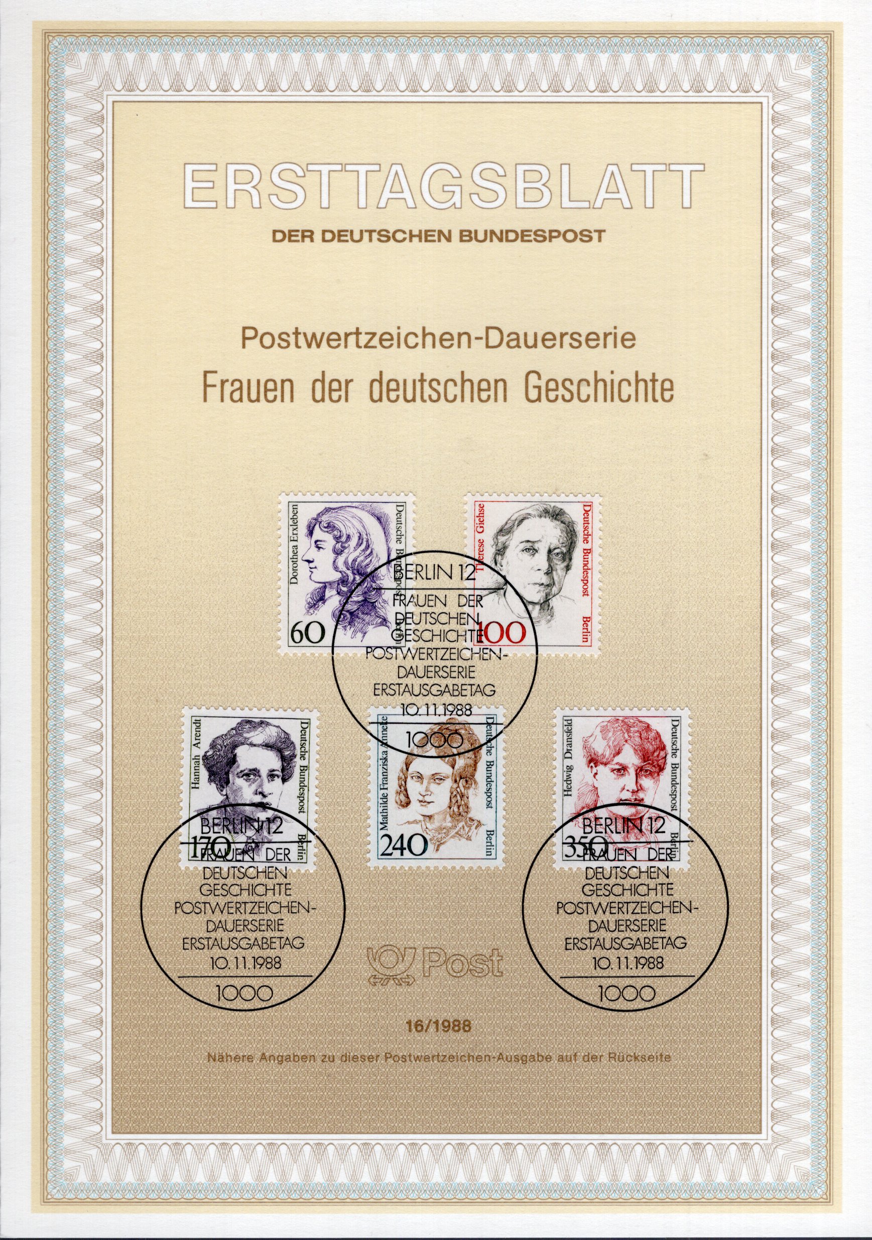 Frauen der deutschen Geschichte - Dorothea Erxleben - Therese Giehse - Hannah Arendt - Mathilde Franziska Anneke - Hedwig Dransfeld