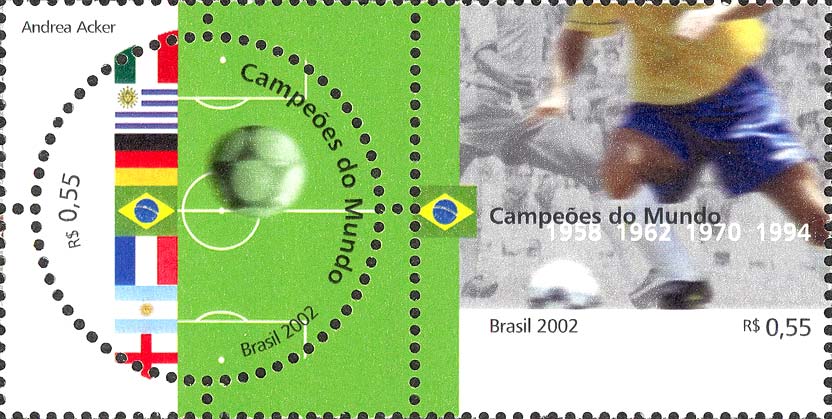 Flaggen, Fußballfeld und Spieler