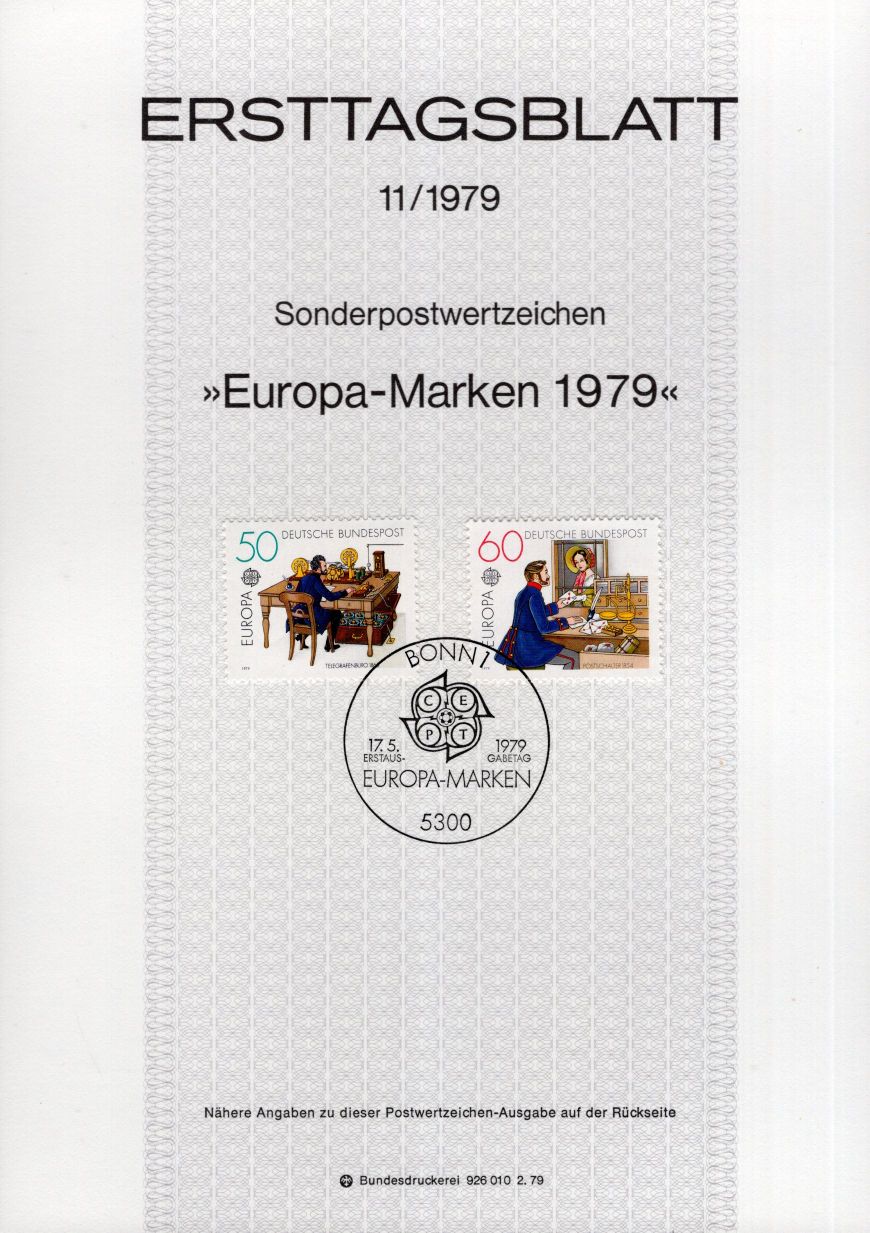 Europa - Marken 1979 - Telegrafenbüro (1863) - Postschalter (1854)