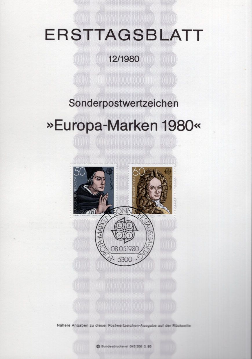 Europa - Marken 1980 - Albertus Magnus - Gottfried Wilhelm Leibniz