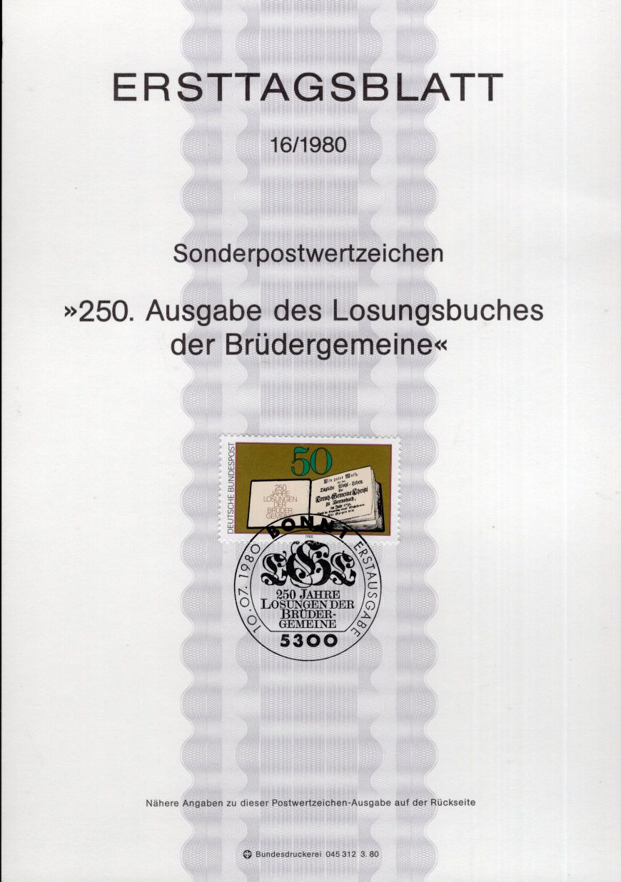 250. Ausgabe des Losungsbuches der Brüdergemeine