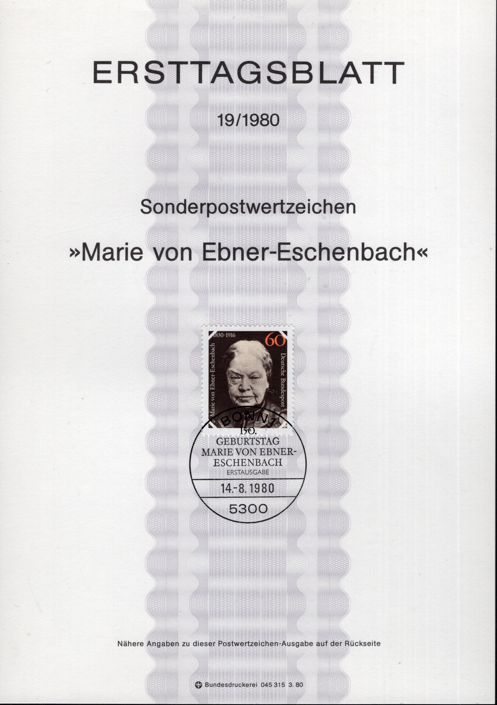 150. Geburtstag von Marie von Ebner - Eschenbach