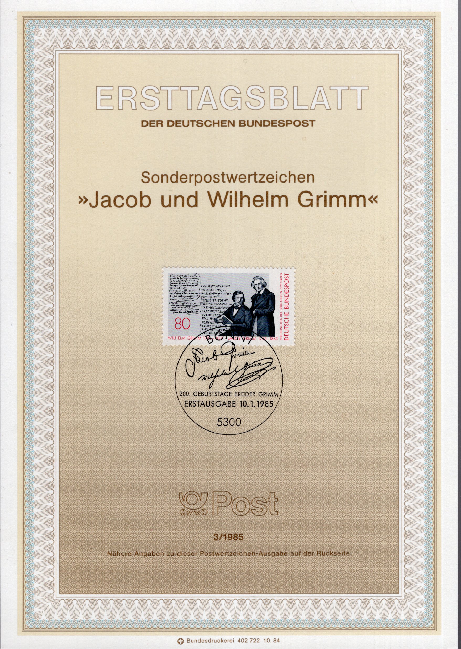 200. Geburtstage Jacob und Wilhelm Grimm