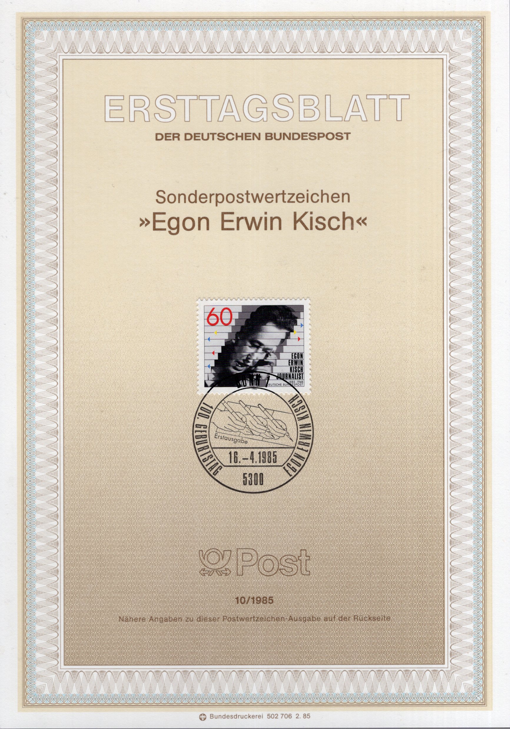 100. Geburtstag Egon Erwin Kisch