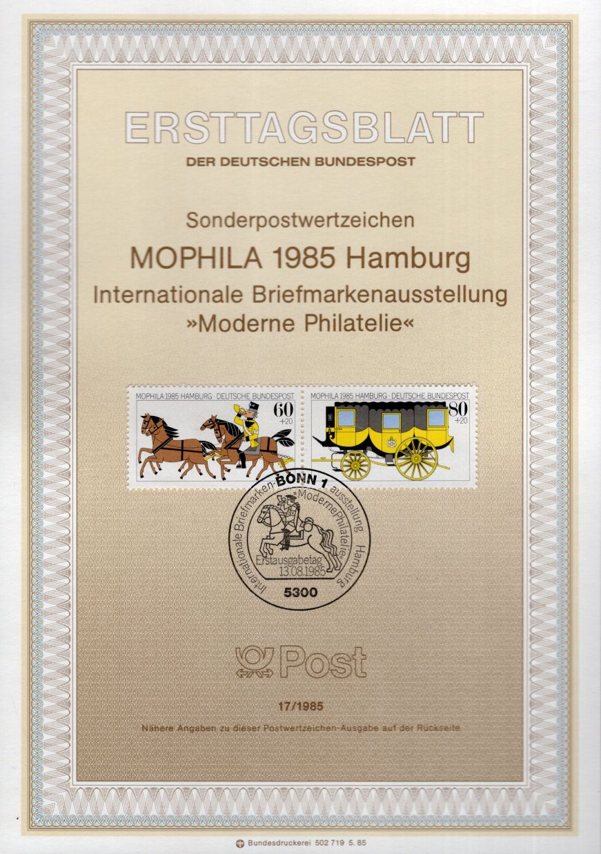 Mophila 1985 Hamburg - Internatioanle Briefmarkenausstellung Moderne Philatelie