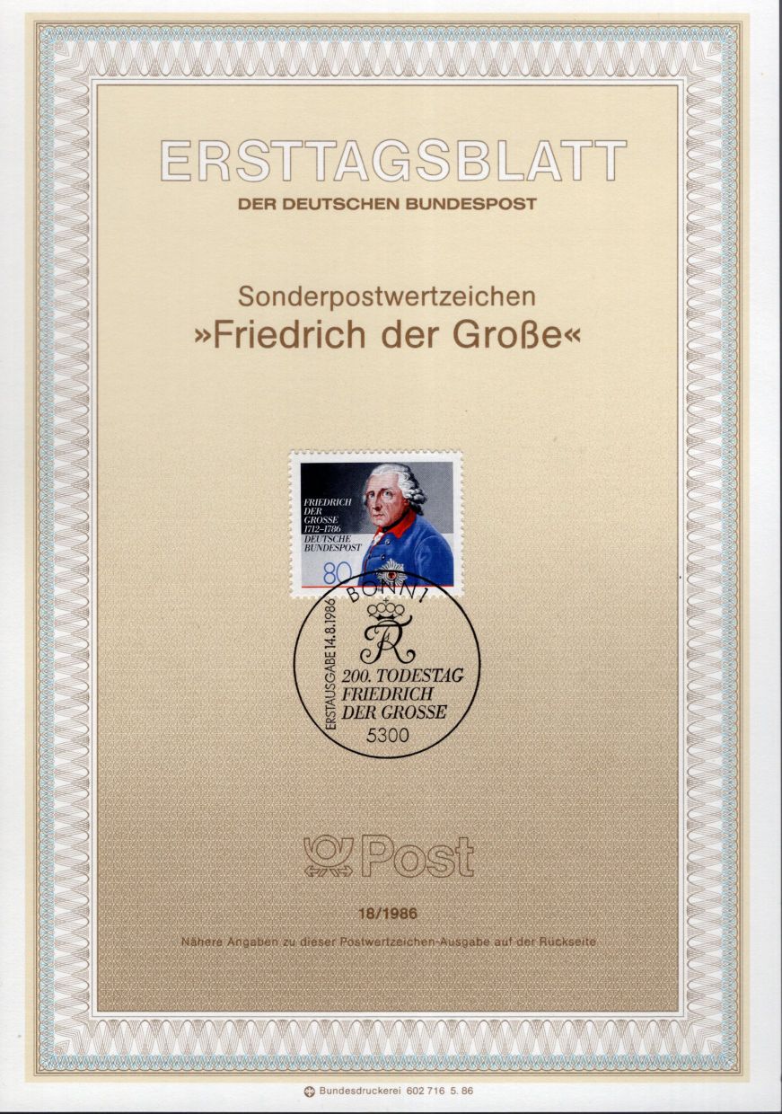 200. Todestag Friedrich der Große