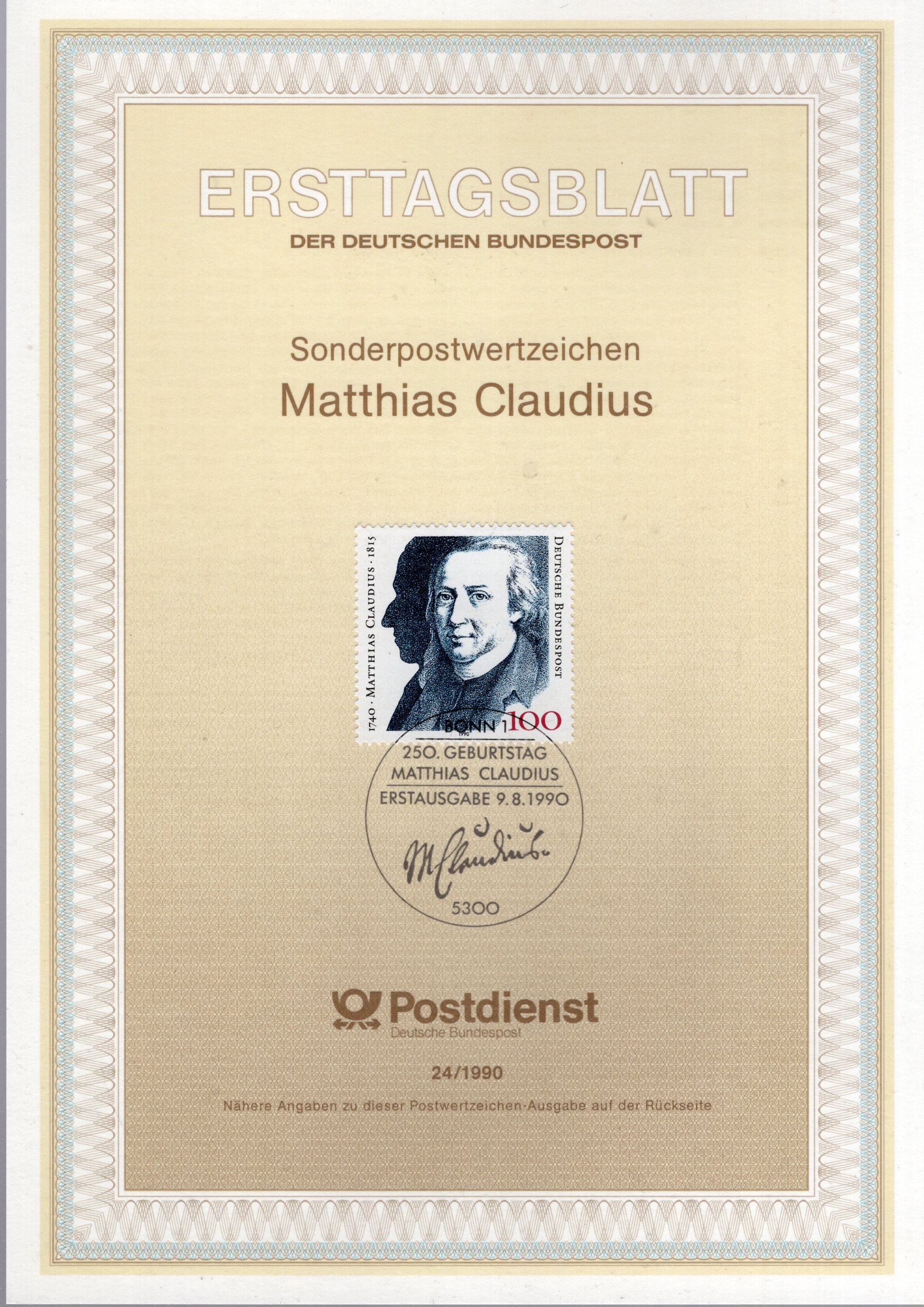 250. Geburtstag Matthias Claudius