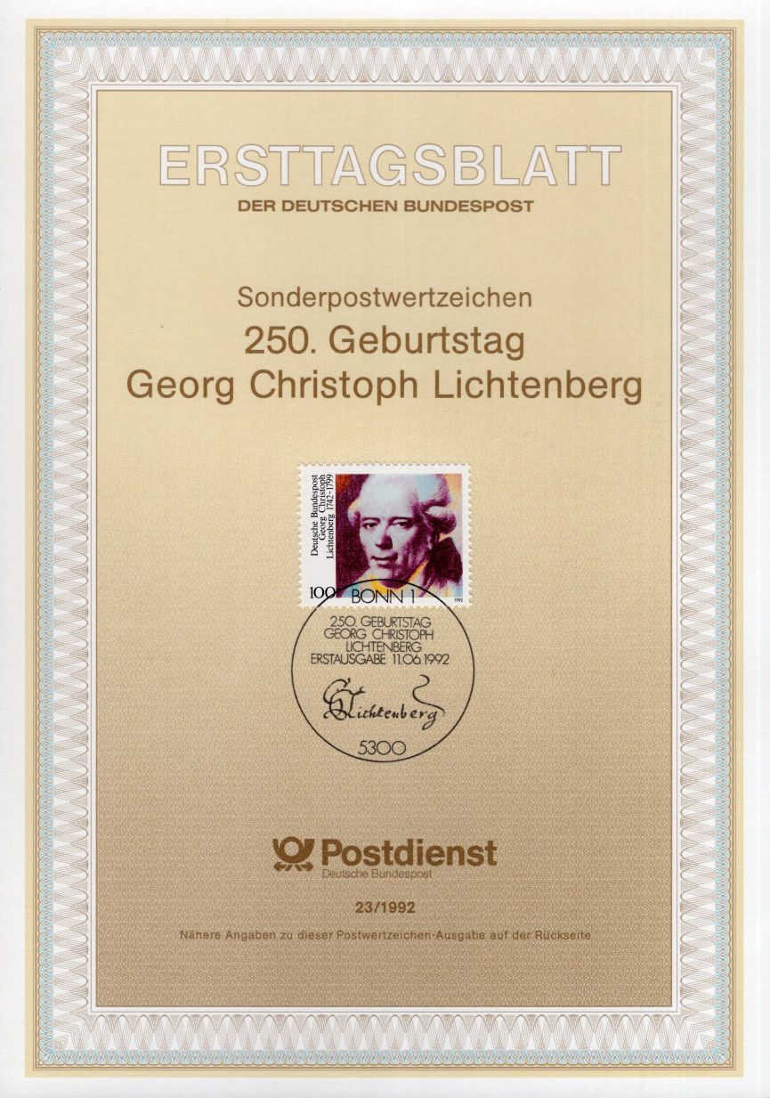 250. Geburtstag Georg Christoph Lichtenberg