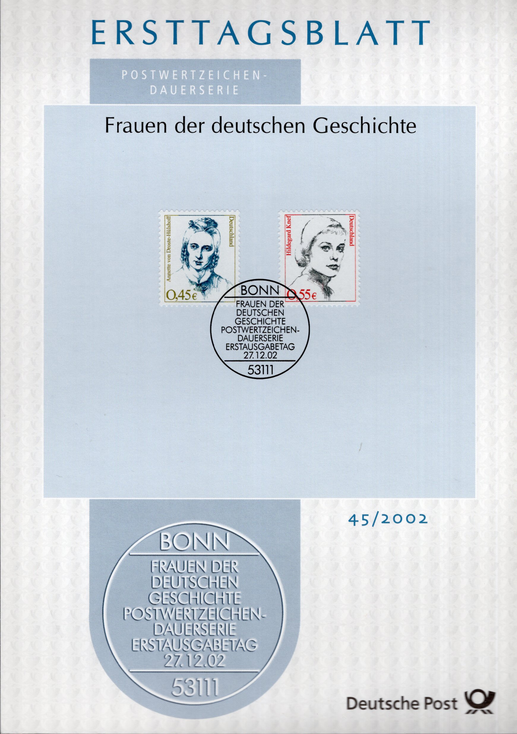 Dauerserie Frauen der deutschen Geschichte - Annette von Droste - Hülshoff - Hildegard Knef