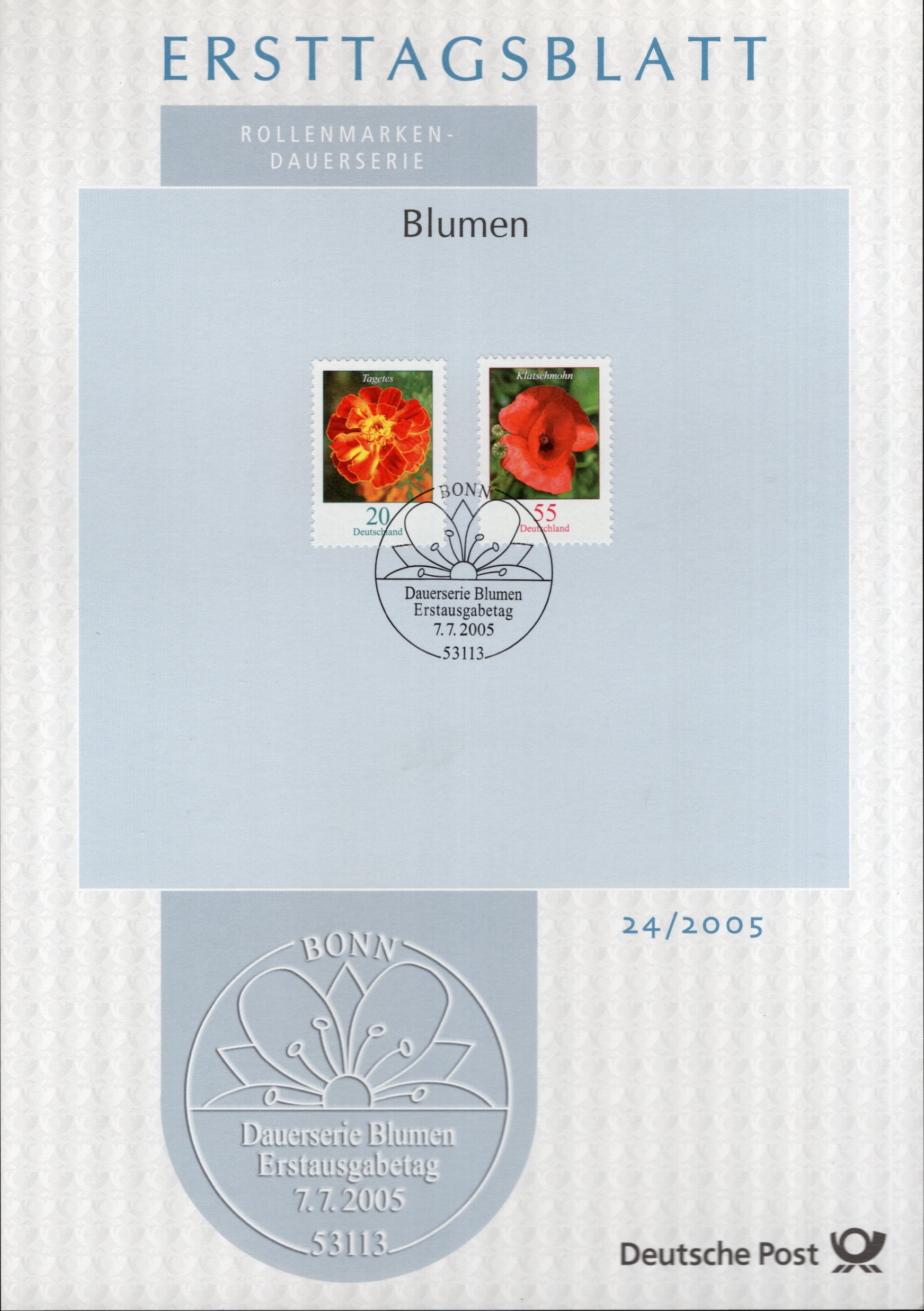 Dauerserie Blumen - Tagetes - Klatschmohn