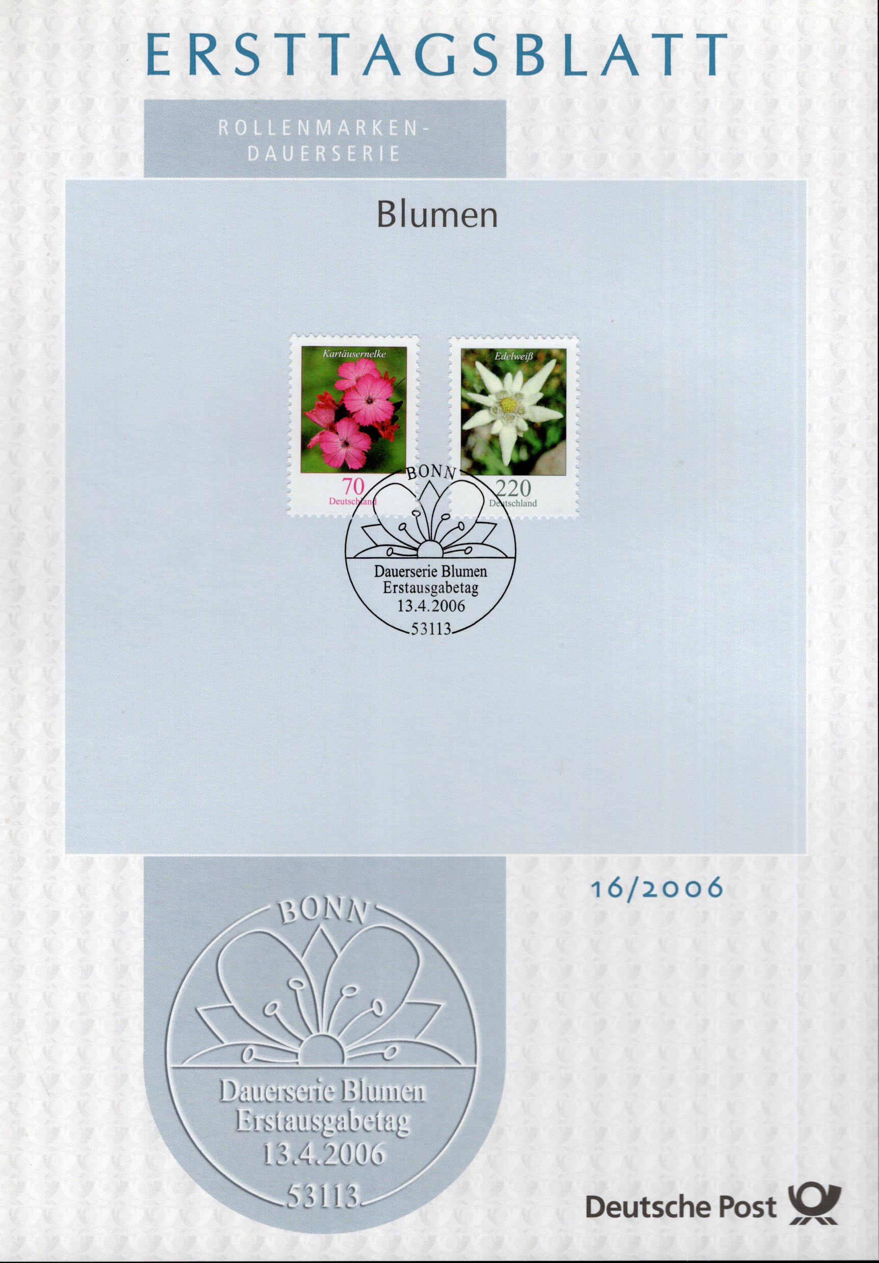 Dauerserie Blumen - Kartäusernelke - Edelweiß