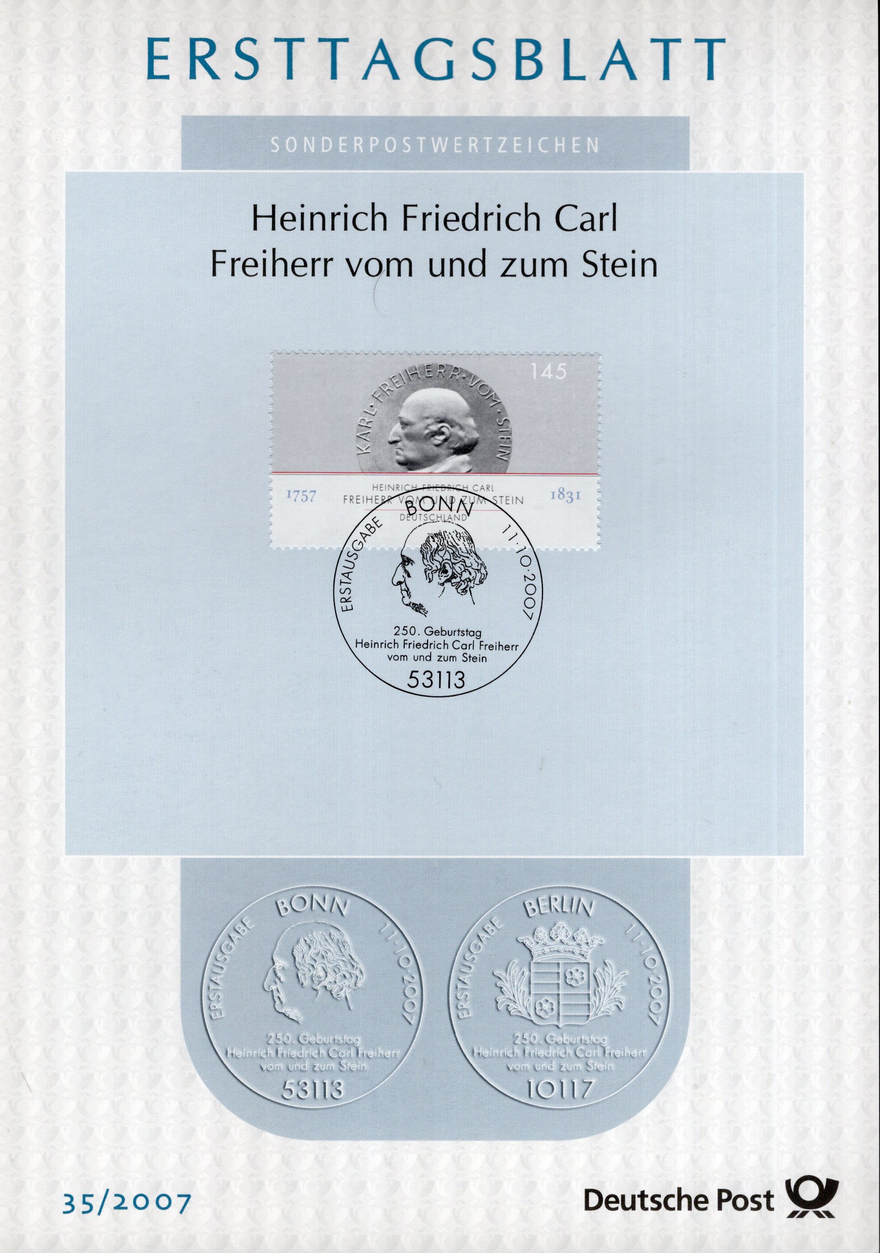 250. Geburtstag Heinrich Friedrich Carl Freiherr vom und zum Stein