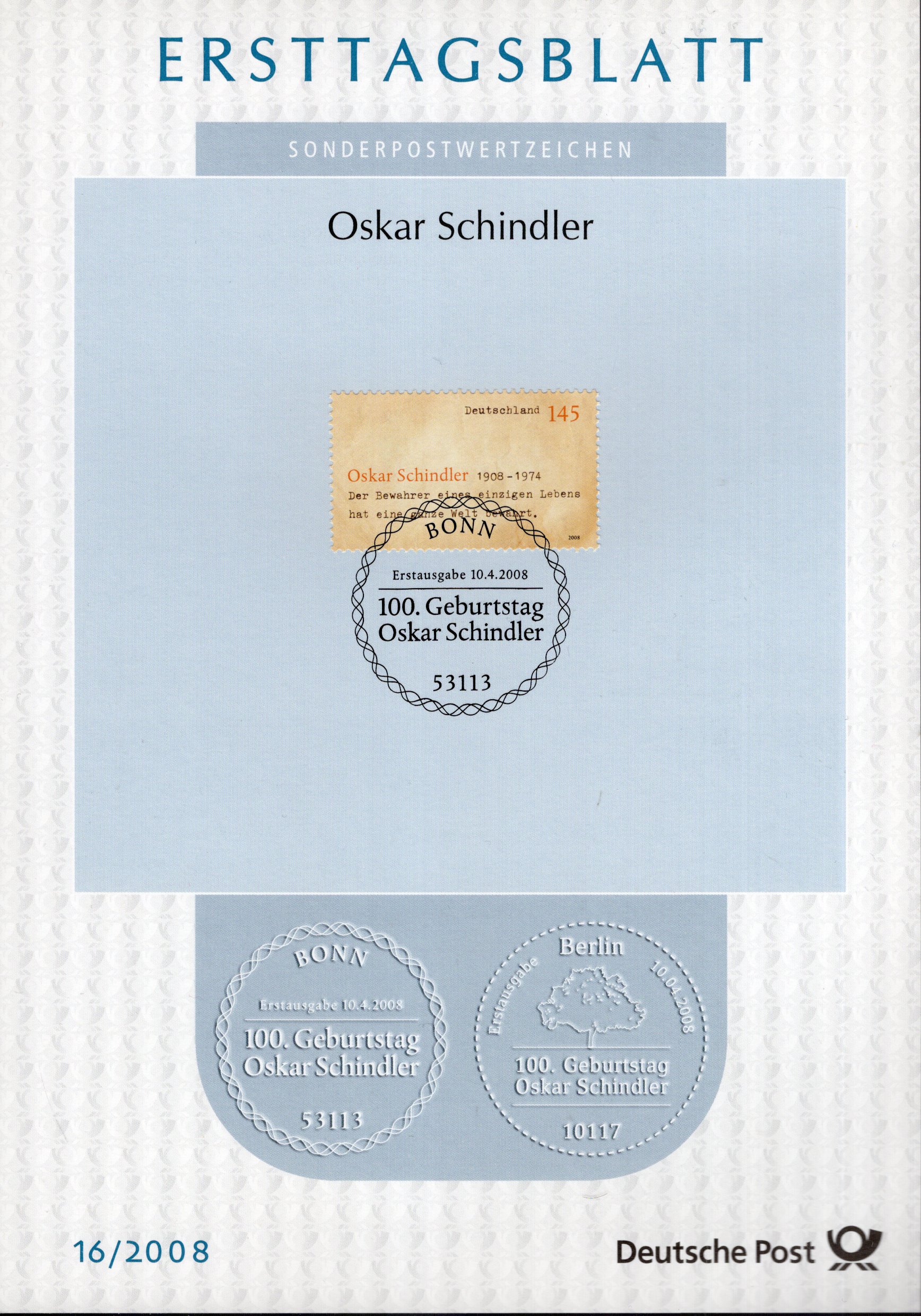 100. Geburtstag Oskar Schindler