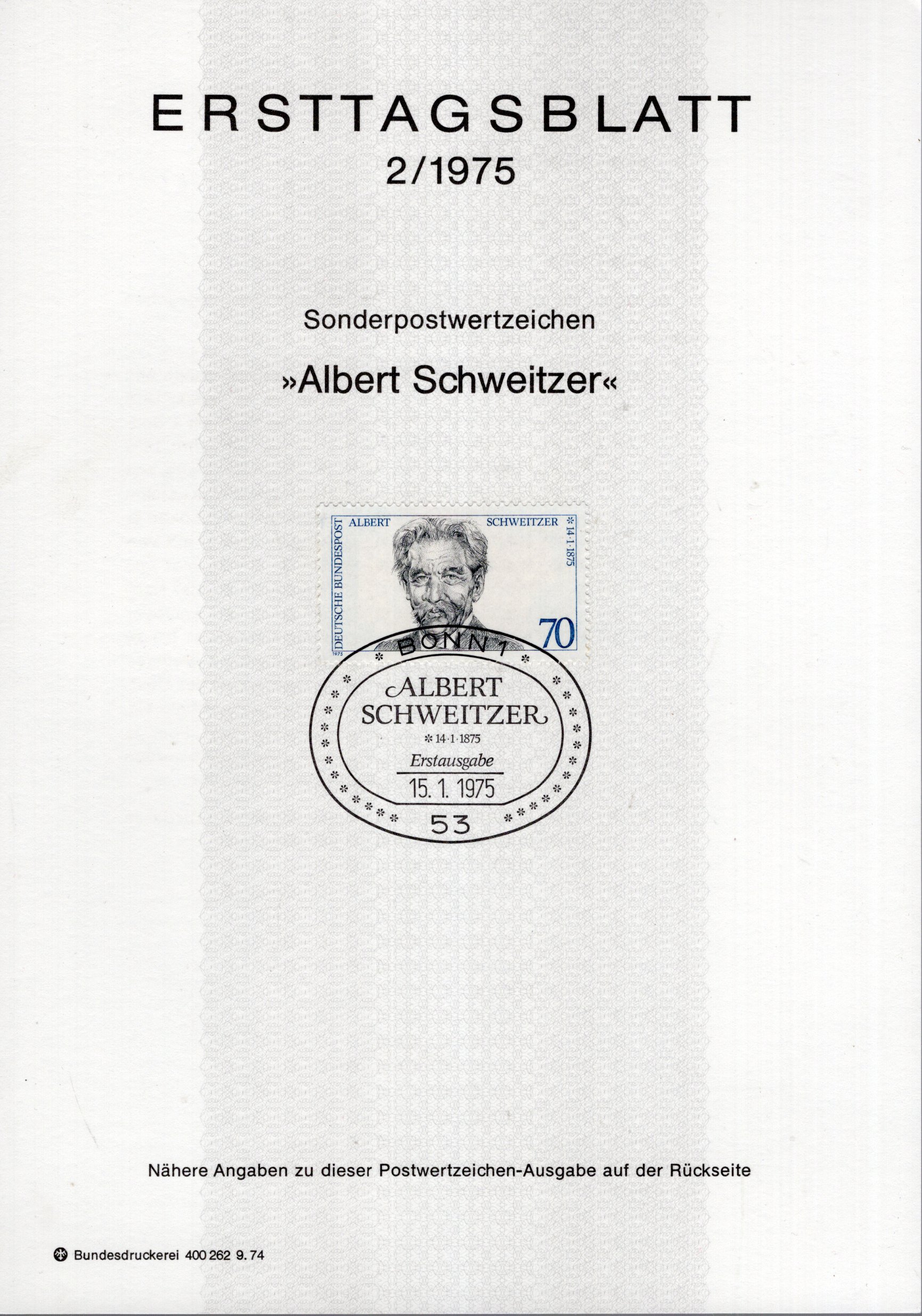 100. Geburtstag Albert Schweitzer