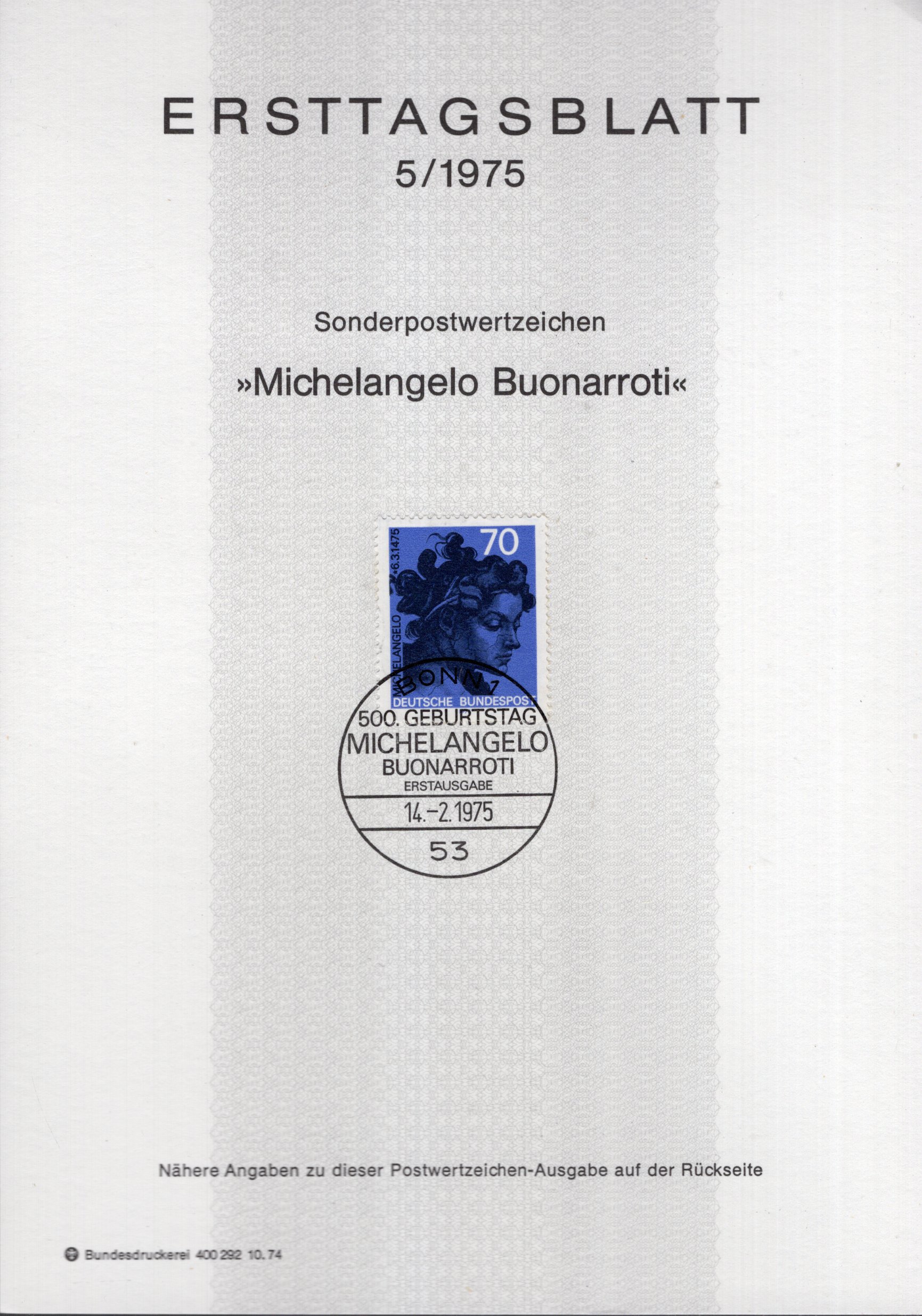 500. Geburtstag Michelangelo Buonarroti