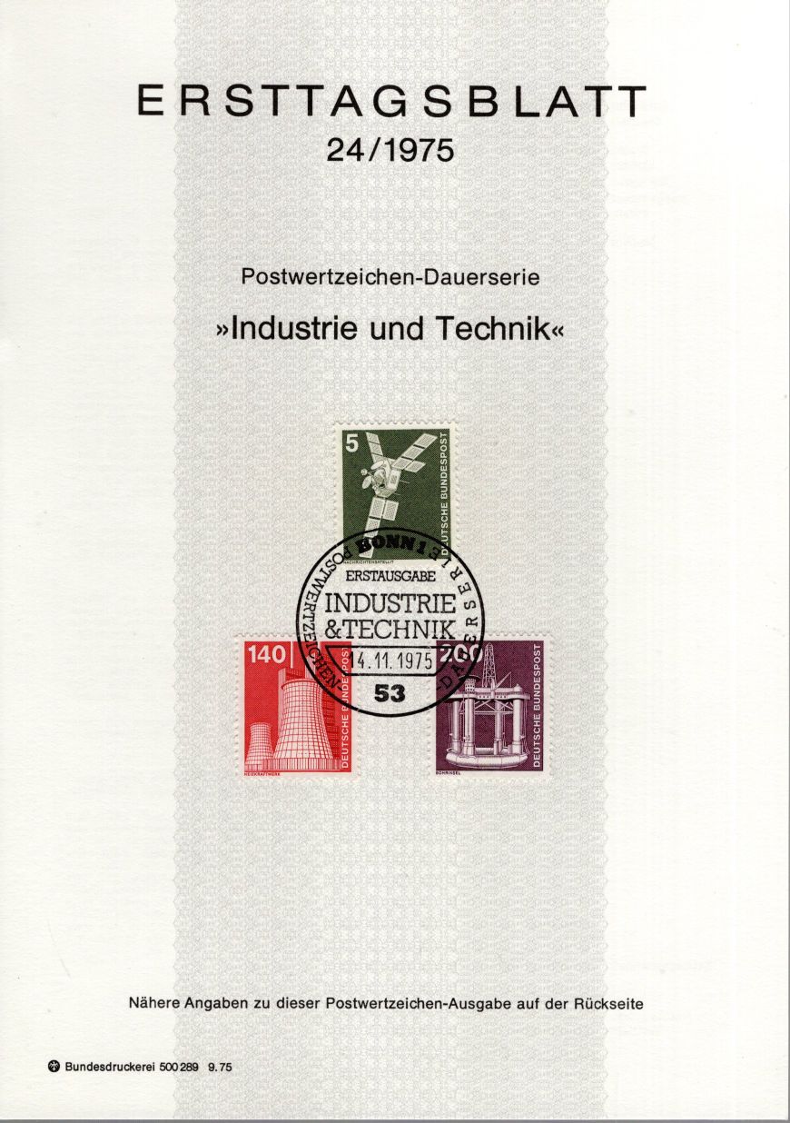 Dauerserie Industrie und Technik - Nachrichtensatelit - Heizkraftwerk - Bohrinsel