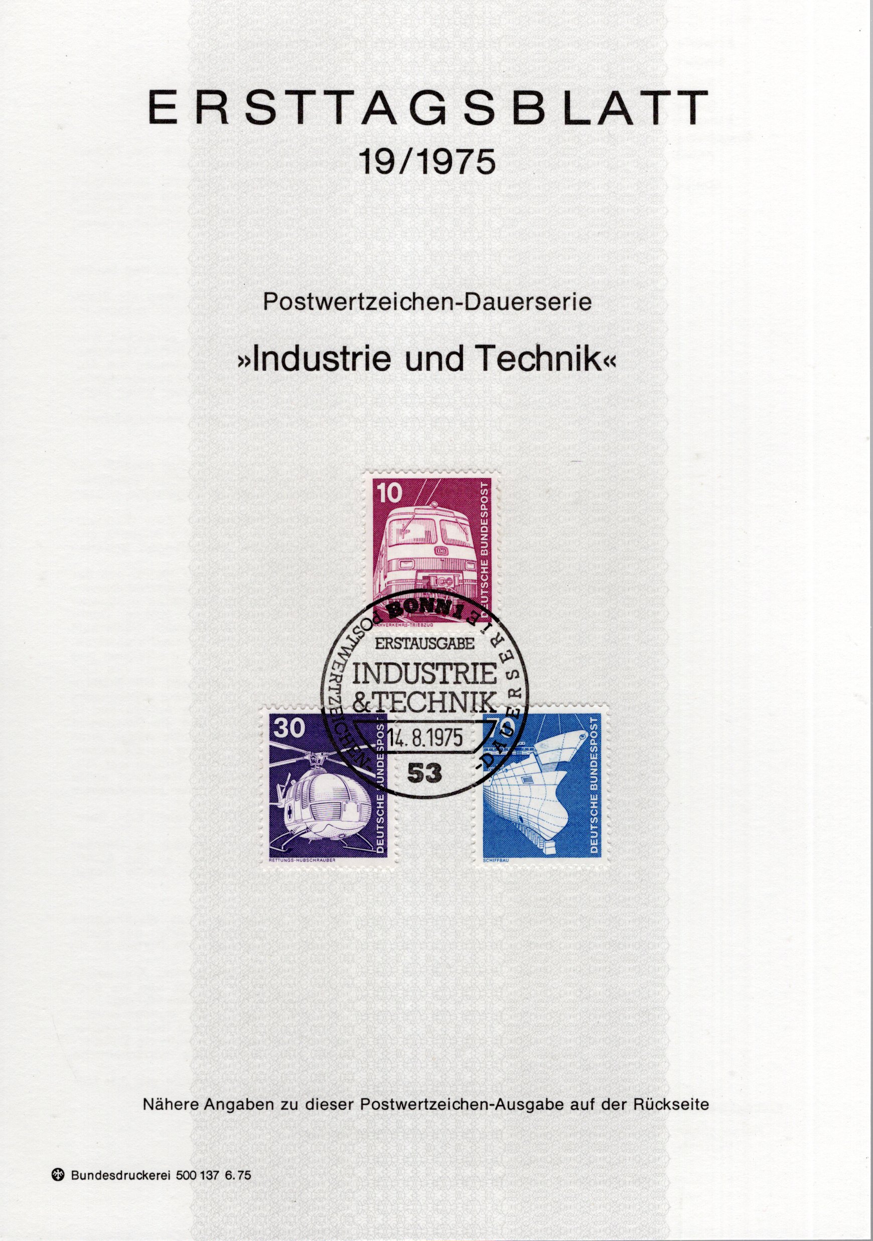 Dauerserie Industrie und Technik - Nahverkehrs - Triebzug - Rettungs - Hubschrauber - Schiffbau