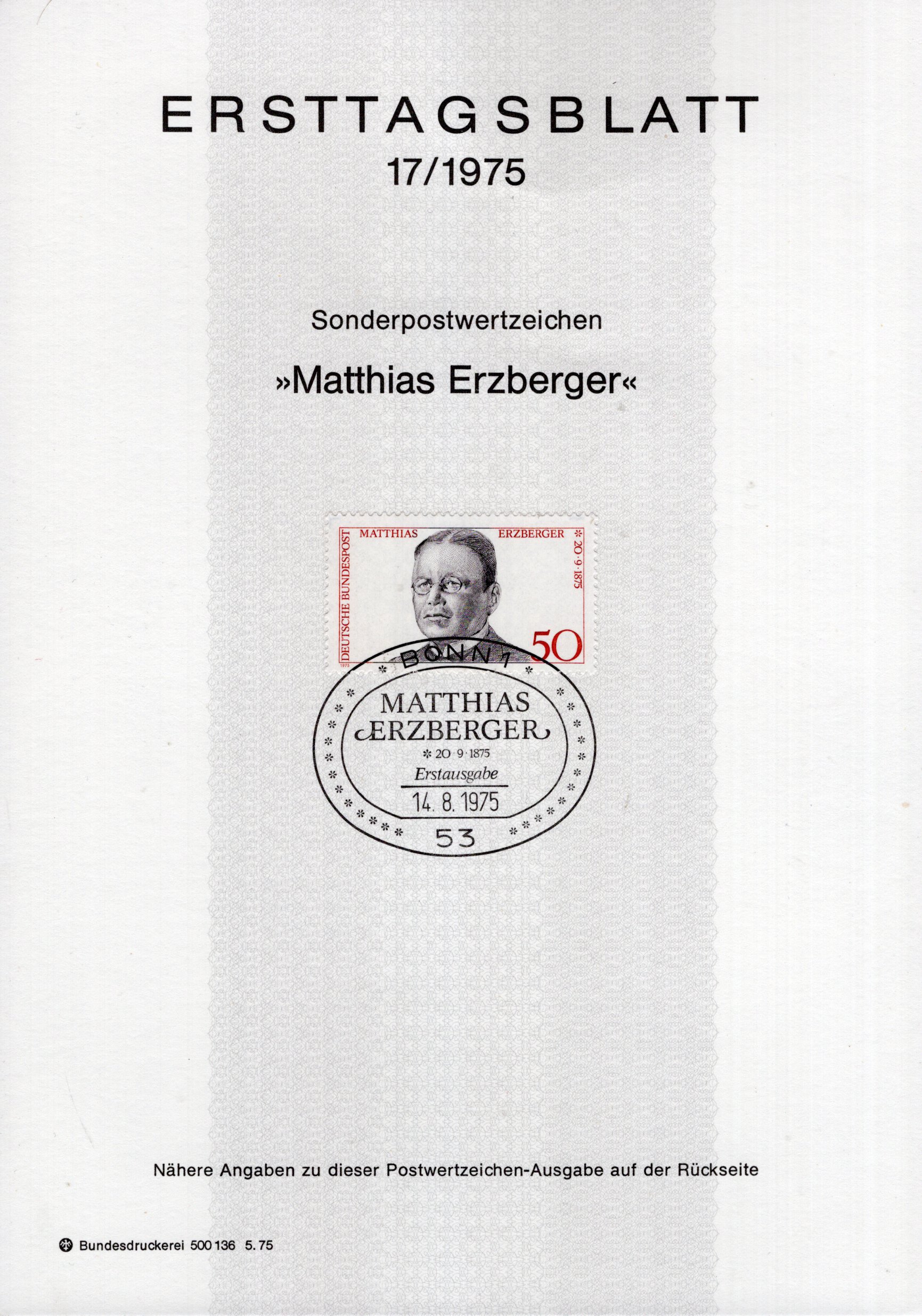 100. Geburtstag Matthias Erzberger