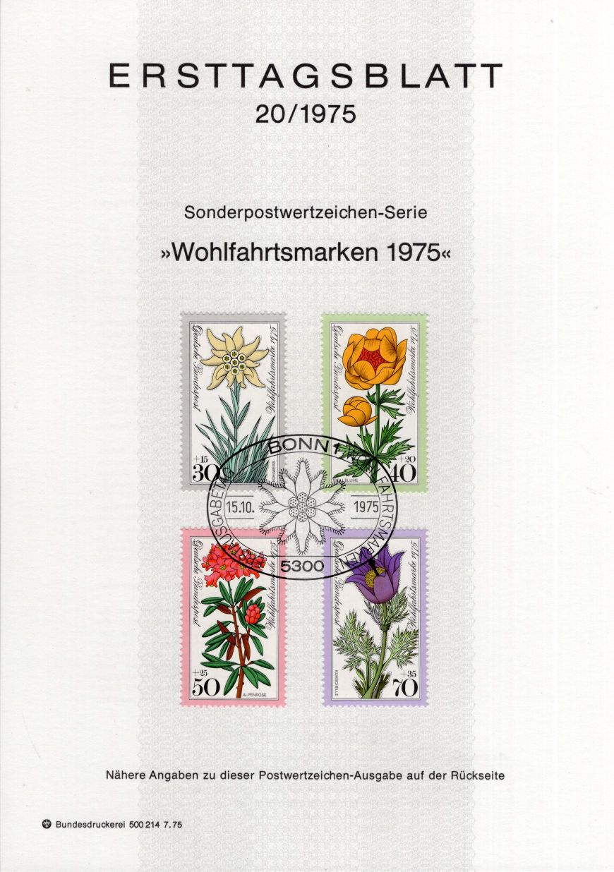 Wohlfahrtsmarken 1975 - Alpenblumen