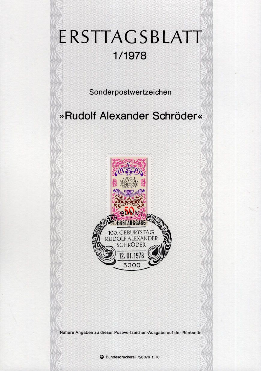 100. Geburtstag Rudolf Alexander Schröder