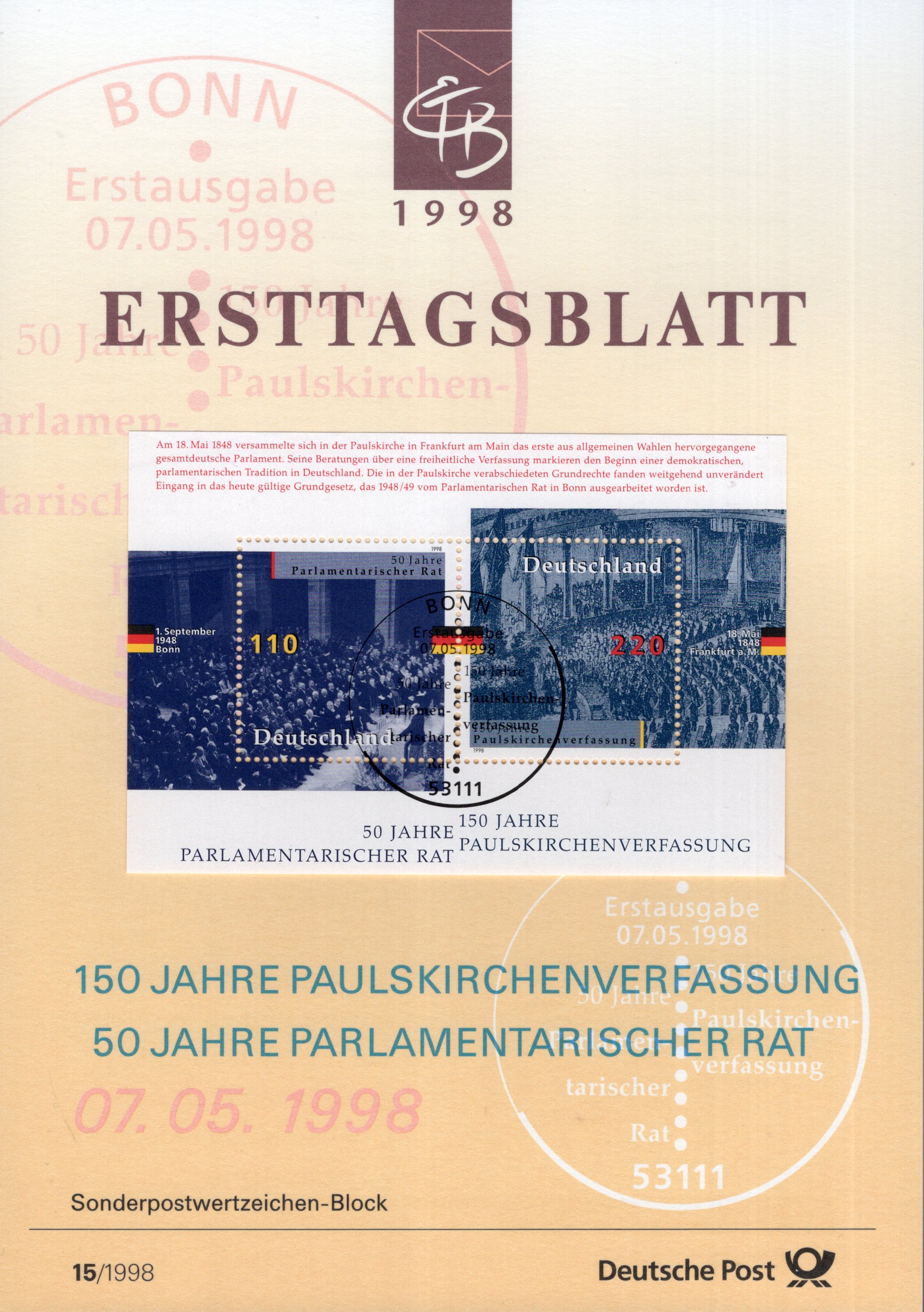 150 Jahre Paulskirchenverfassung - 50 Jahre Parlamentarischer Rat