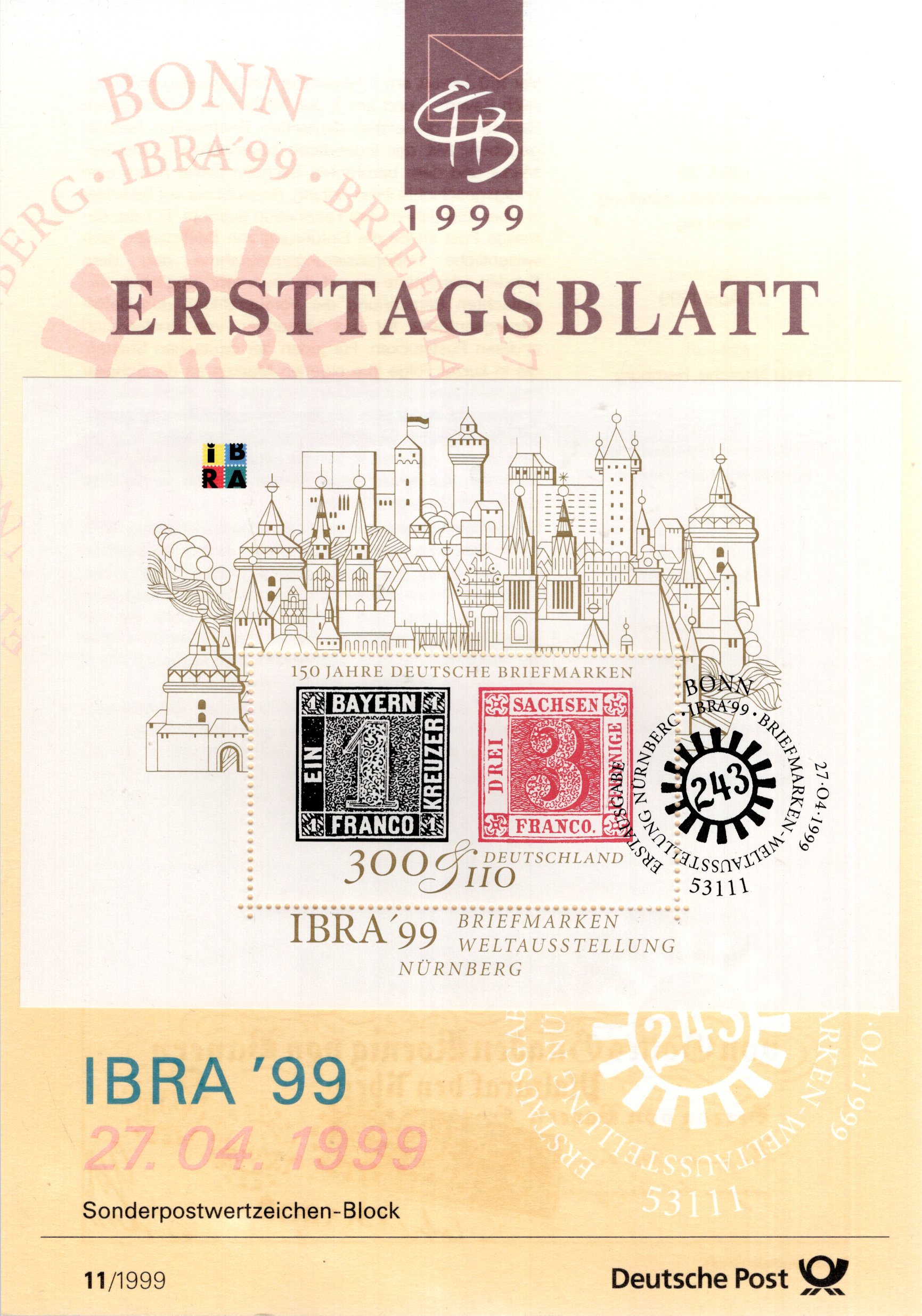 IBRA 1999 - 150 Jahre deutsche Briefmarken - Schwarzer Einser & Roter Dreier