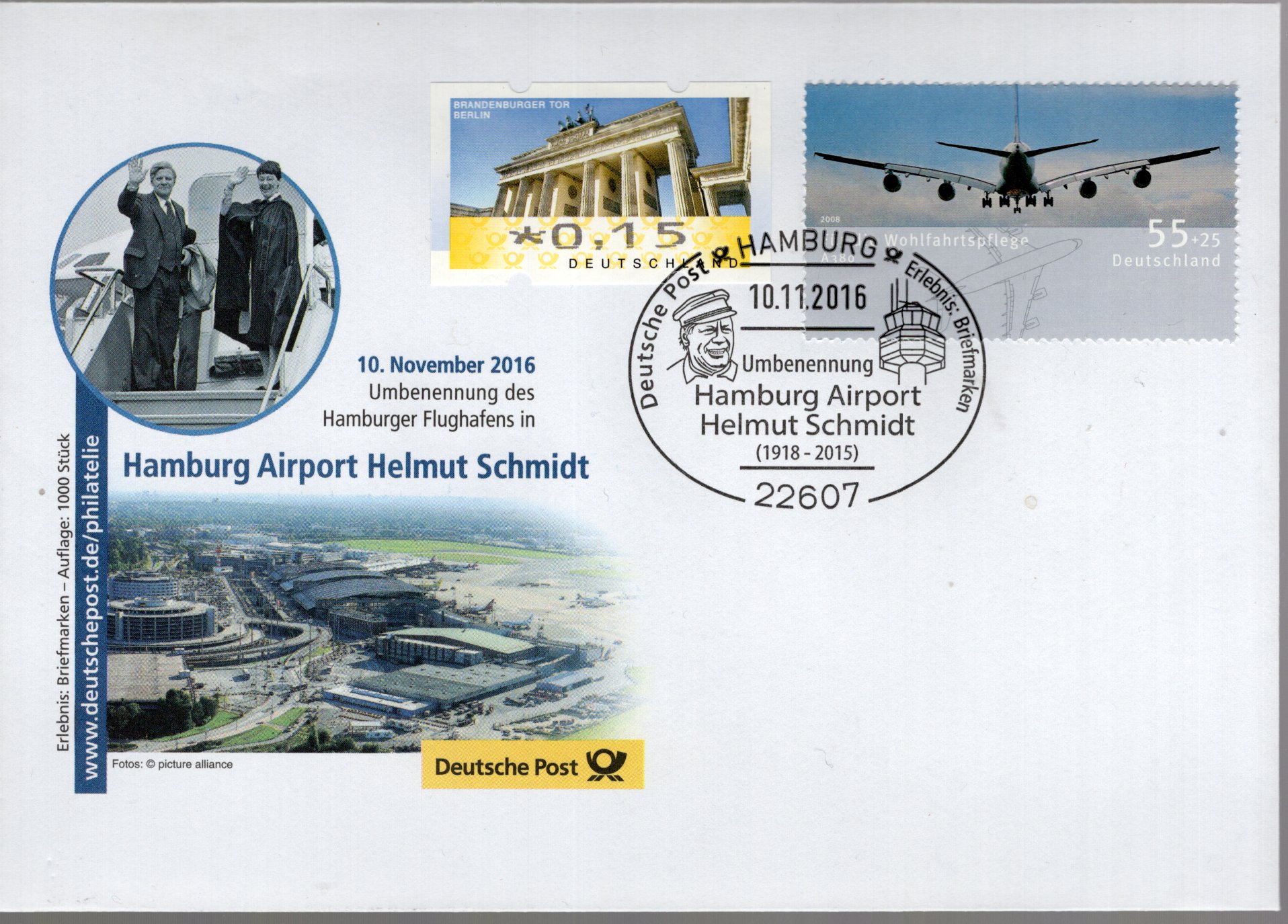 Sonderstempel - Beleg anläßlicher der Umbenennung des Hamburger Flughafens in Hamburg airport Helmut Schmidt