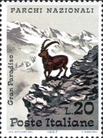 Parchi nazionali - Stambecco e monti del Lavon nel parco del Gran Paradiso