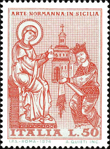 Arte normanna in Sicilia - Re Guglielmo che offre la corona alla Vergine