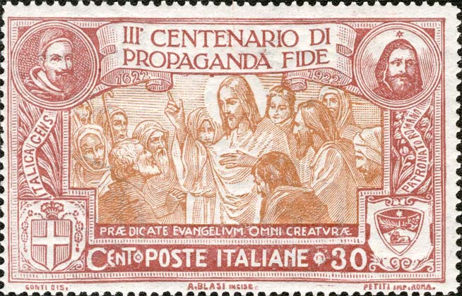 3° centenario della congregazione di Propaganda Fide - Gesù invia gli Apostoli a predicare il Vangelo, effigie di san Domenico