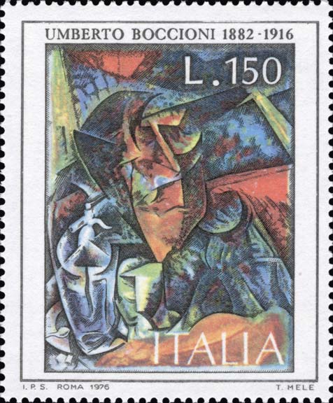 Scomposizione di figura di donna a tavola, opera di Umberto Boccioni