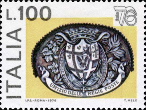 Esposizione mondiale di filatelia - Insegna di un ufficio postale del regno sardo