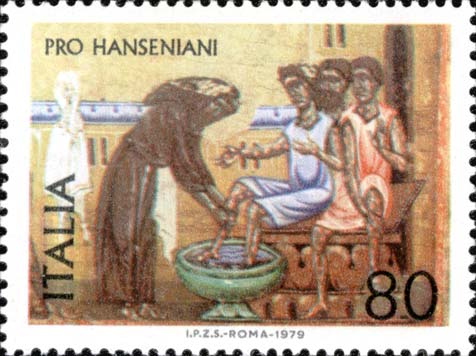 Pro hanseniani - San Francesco che cura i lebbrosi