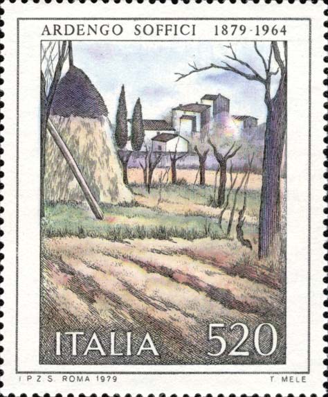 Campo con pagliaio, opera di Ardengo Soffici