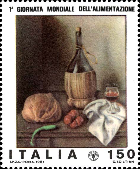 1ª giornata mondiale dell´alimentazione - Natura morta, dipinto di Giorgio Sciltian