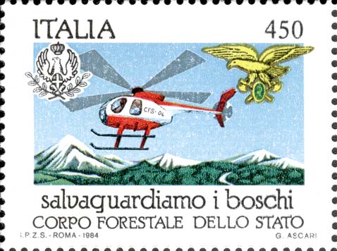 Salvaguardia dei boschi - Elicottero del corpo forestale