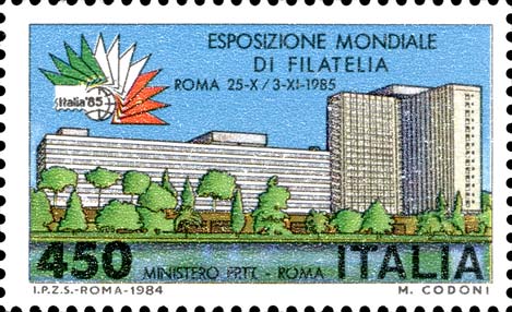 Esposizione internazionale di filatelia, a Roma - Sede del ministero delle poste e telecomunicazioni