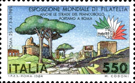 Esposizione internazionale di filatelia, a Roma - Antica via Appia