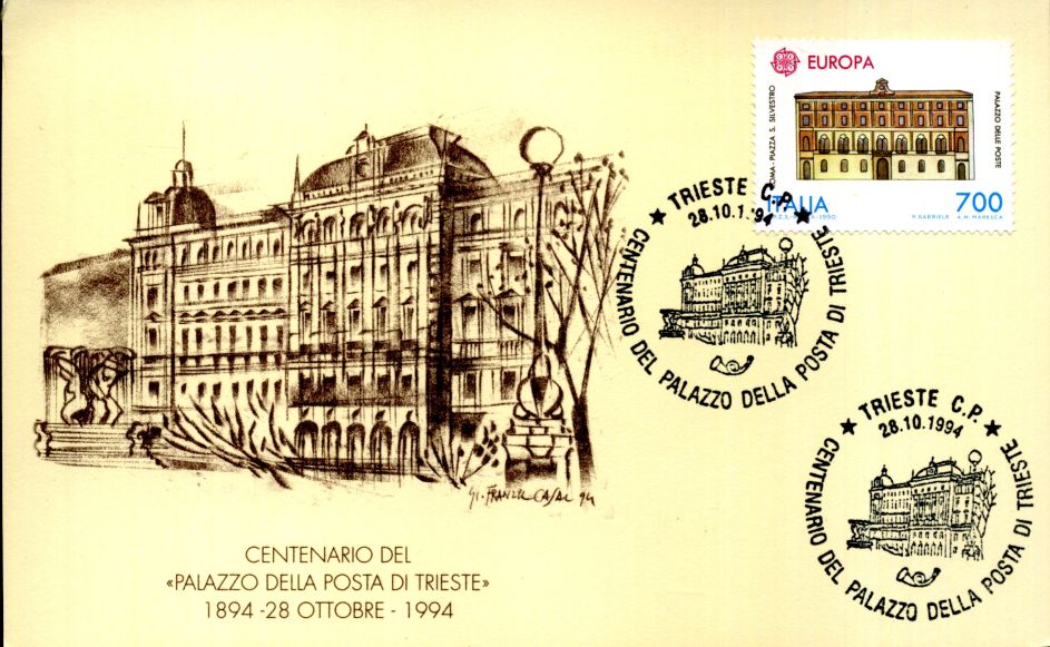 Hauptpost in Triest - Sonderstempel zum 100 - jährigen Jubiläum 1994