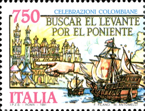 Celebrazioni colombiane - Veliero e mano di Colombo