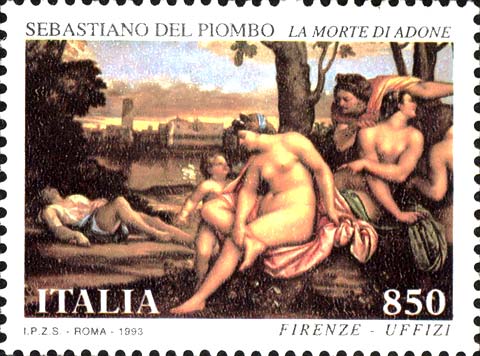 La morte di Adone, dipinto di del Piombo, galleria degli Uffizi di Firenze