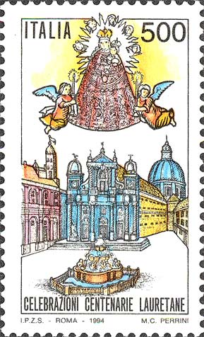 Celebrazioni centenarie lauretane - Basilica di Loreto e Madonna col Bambino