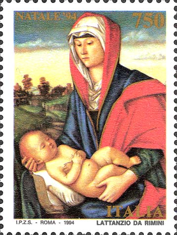 Natale - Sacra conversazione, dipinto di Lattanzio da Rimini