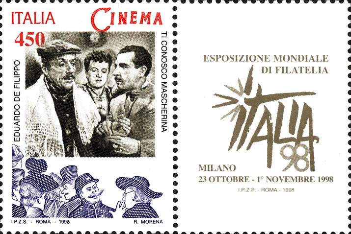 Esposizione mondiale di filatelia, a Milano - giornata del cinema - Ti conosco mascherina, film con Eduardo de Filippo