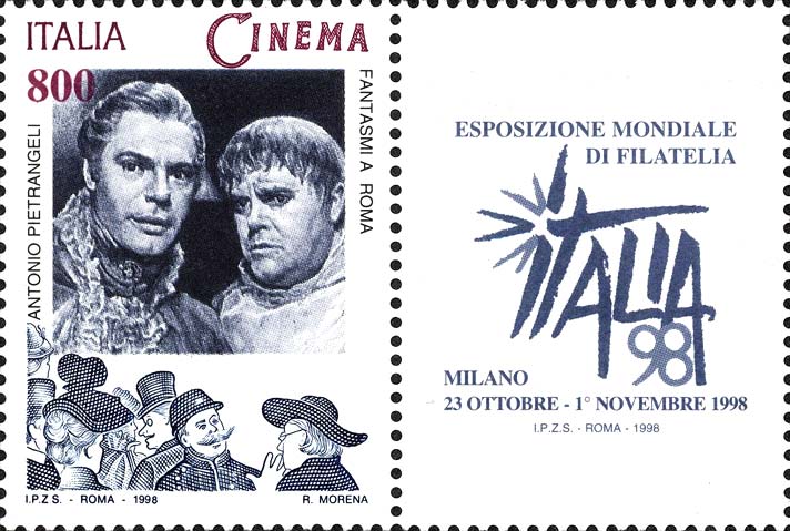Esposizione mondiale di filatelia, a Milano - giornata del cinema - Fantasmi a Roma, film con Antonio Pierangeli