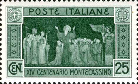 14. Jahrhundertfeier der Abtei Montecassino - Tod des Heiligen Benedikt