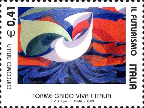 Futurismo - dipinto forme grido viva l´Italia, di Giacomo Balla