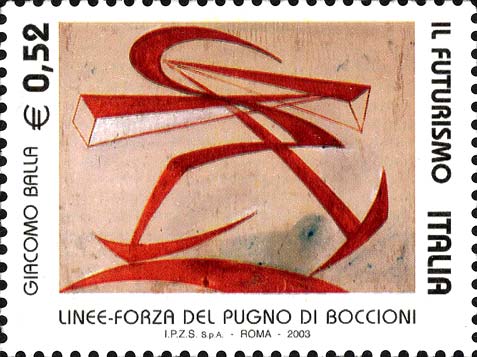Futurismo - Dipinto Linee - forza del pugno di Boccioni, di Giacomo Balla